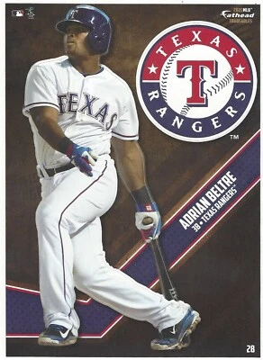 CALCOMANÍA EXTRAÍBLE CON LOGOTIPO DE ADRIAN BELTRE FATHEAD INTERCAMBIABLES TEXAS RANGERS 2015 #28 Foto 1 de 3