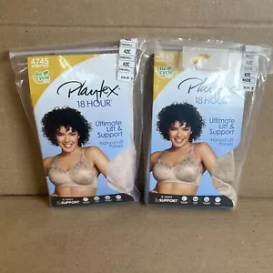 Lot of (2) Playtex 18-Hour Bras Size 42C WireFree 4745 Nude + Sandshell - New - Picture 1 of 4