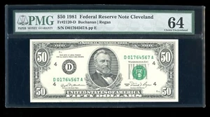 DBR 1981 $50 FRN Cleveland Fr. 2120-D PMG 64 Serial D01764567A - Picture 1 of 2