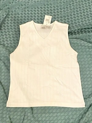 Jason Maxwell White Ribbed V Neck tank top 100% Cotton Size Large NWT - Image 1 of 3