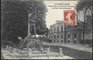 LA FERTÉ-MACÉ 61 La GARE Kupplung Souvenir Französisch Postkarte animiert geschrieben 29-6-1914 - Bild 1 von 2