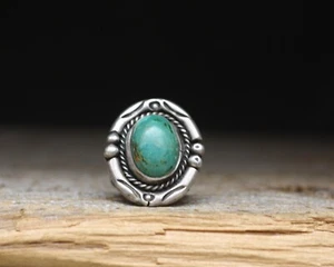 Vintage Native American Sterling Silver Turquoise Ring Size 6.25 - Picture 1 of 5