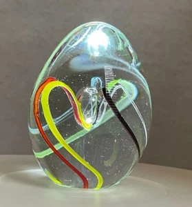 Paperweight Swirling Streamers Glass Floating Bubble 3.5” x 2.5” Gift - Picture 1 of 16