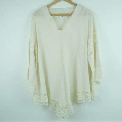 De colección XL 1X Top Años 70 Popover Encaje Boho Manga Campana Hippy Bruja Femenina Pradera Foto 1 de 4