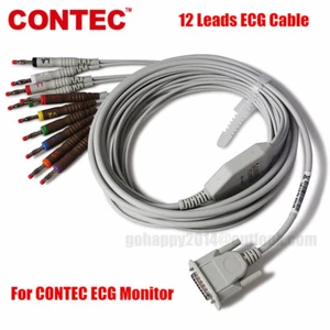12 Lead ECG/EKG Cable banana plug for CONTEC ECG Machine ECG100/300/600/1200G - Picture 1 of 2