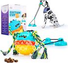 Double Suction Cup Dog Toy Interactive Dog Treat Dispensing Toy Ball With Whistl