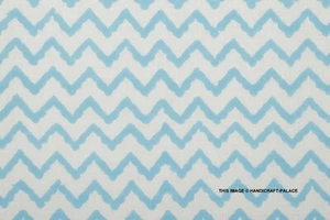 Hand Block Chevron Print 100% Cotton Fabric By Yard Indian Handmade Decorate - Picture 1 of 3