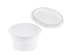 450 Suppenbecher 500 ml weiß mit Deckel klar (PP) Ø 12,7cm  (74300+74315) - Bild 1 von 1