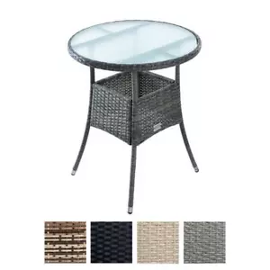 Polyrattan Beistelltisch Gartentisch Rattan Tisch Balkontisch Gartenmöbel Rund - Bild 1 von 17
