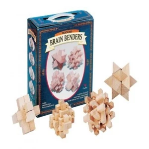 3D Cardinal Wood Brain Benders Boxed Set of 4 Different Challenge Wooden Puzzles - Picture 1 of 1