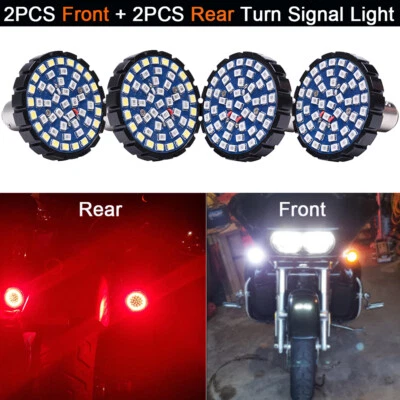 4PCS Front + 1157 Rear LED Turn Signal Light For Harley Davidson Road Glide FLTR - Image 1 of 4
