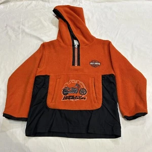 Kids Size 5 Harley Davidson Hooded Fleece Pullover Long Sleeve - Picture 1 of 9