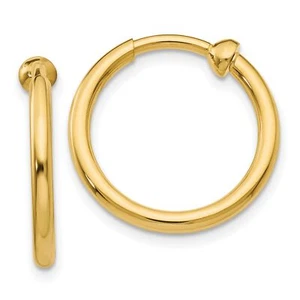 2mm Polished Non-Pierced Clip-On Hoop Earrings in Real 14k Yellow Gold - Picture 1 of 7