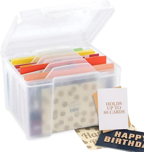 Greeting Card Storage & Organizer Box with 6 Adjustable Dividers for Holiday - Picture 1 of 12