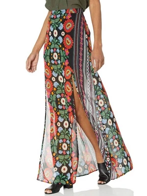 SHOW ME YOUR MUMU 彩色花卉墨西哥双开衩透明长裙,尺寸 S — 第 1/4 张图片