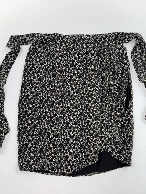 IRO Paris Fallon 20S Silk Wrap Skirt Women’s Size 40 Black Beige Floral - Image 1 of 4