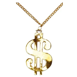 Collana d'oro rapper dollaro catena oro gangster catena di dollari pappone catena rapper gioielli - Foto 1 di 3