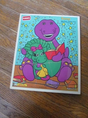 Rompecabezas de madera vintage RARO Barney Baby Bop Bedtime Story Playskool 328-01 en muy buen estado FS Foto 1 de 4