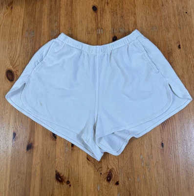 Brandy Melville Shorts Beige One Size Waffle Cotton Drawstring *Stain - Image 1 of 4