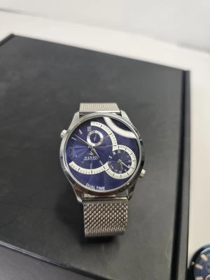 August Steiner Quartz Watch Men  Silver Dual Movements Mesh Band Needs Battery - Image 1 of 4