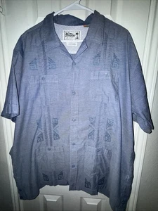 Howler Bros Guayabera Shirt Mens XL Grey Blue X-Large 4 Pocket Cuban Mexican - Picture 1 of 9
