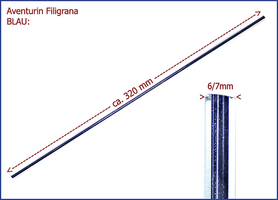 EFFETRE (11,53€/m) -TOP-Angebot: Blaues Aventurin-Glas FILIGRANA (6/7mm - 33cm)