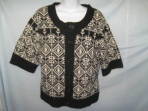 Jillian Jones Pullover Lammwolle schwarz/off white 1/2 Arm Gr. M #CL67 - Bild 1 von 4
