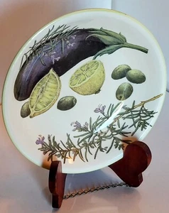 Williams Sonoma Eggplant Pasta Bowl 9.25 " Portugal~Green Trim ( Retired) Nice - Picture 1 of 8