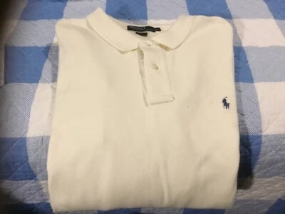Polo Ralph Lauren 100% Algodón 2 Botones Manga Larga Polo Para Hombre XL en Crema Foto 1 de 3