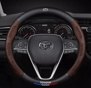 15"PU Leather+Carbon fiber Steering Wheel Cover For Toyota RAV4 Regius Ace - Picture 1 of 9