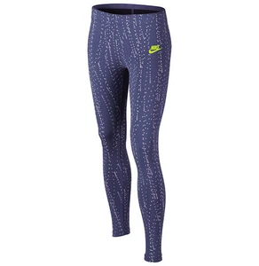 Nike Kids' Girls' NSW PRINTED LEGGING Dark Purple Dust/Volt 806391-508 a - Picture 1 of 1