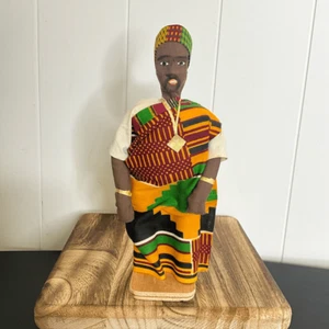 Vintage handgefertigter Stoff afrikanischer Mann Kongo ethnisch mit Kleidung 8,5" groß - Bild 1 von 8