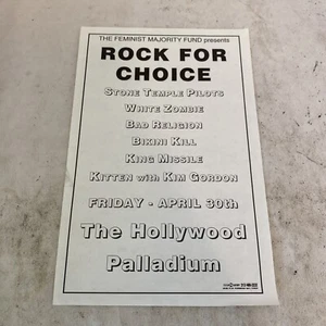 Rock For Choice Original Concert Flyer 1993 Stone Temple Pilots Bikini Kill  - Picture 1 of 10
