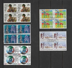 SWITZERLAND HELVETIA 1989 PUBLICITY ISSUE SET OF 5 IN BLOCKS OF 4 VERY FINE USED - Picture 1 of 1