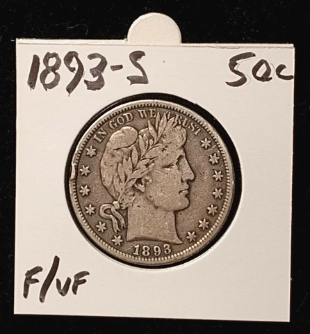 1893-S Barber  Half Dollar Cover