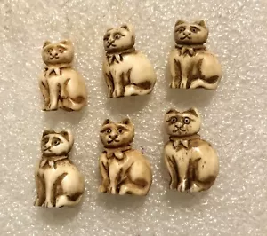 Cuentas de gato para gatito sentado de 6 dimensiones hueso tallado doble cara - Imagen 1 de 3