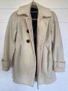 White Suede Button up Jacket Coat Size 8 Cream Wool Cashmere - Picture 1 of 16