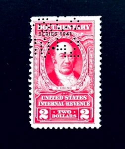 US Stamp - 1941 T Ewing Documentary Revenue $2 Perfin Sn R324 Mint NG r82 - Picture 1 of 2