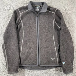 KUHL Alfpaca Fleece Grey Logo Zip Outdoor Hiking Jacket Women's Size Medium - Picture 1 of 13
