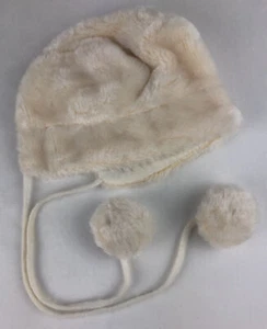 Super Soft Baby Bonnet Hat With Pom Poms White Toddler Vintage  - Picture 1 of 10