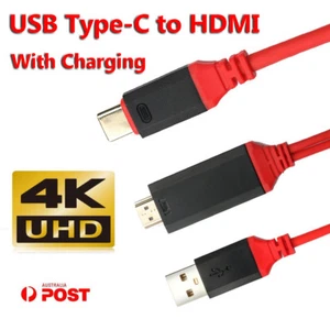 USB Type C to HDMI Adapter Cable 4K For Samsung Galaxy Tab S9 FE+ Charger Cord - Picture 1 of 5