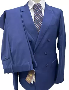 Traje Hombre Doble Pecho Azul Slim Fit Dr. 7 Made IN Italy 46 48 50 52 54 56 58 - Imagen 1 de 10