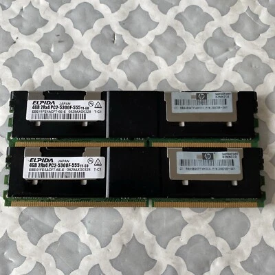 HP ELPIDA 8GB (2X4GB) PC2-5300 DDR2 SDRAM ECC MEMORY KIT 398708-061 - Image 1 of 4