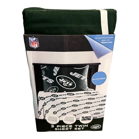 NEW NFL New York Jets 3 PC Bed Twin Sheet Set with One Pillow Case Cover Cover