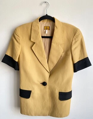 Blazer manga corta beige mostaza auténtico raro vintage FENDI 365 IT 40 Foto 1 de 4