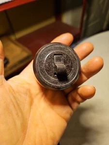 Antique White Porcelain Brown Bakelite Round On/Off Snap Switch Unmarked Maker - Picture 1 of 8