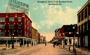 Broughton Street from Barnard Street Savannah GA Store Signs Postcard 1910s - Picture 1 of 5