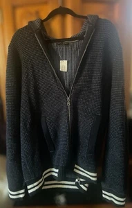Banana Republic Sweater Men's Sz S Dark Grey Merino Wool Blend Chunky Knit Zip - Picture 1 of 12