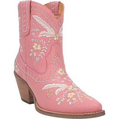 NUEVO Damas Dingo Primrose Cuero Rosa Bordado Western Botines de Vaquero DI748 Foto 1 de 4