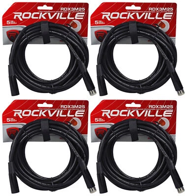 4 Chauvet DMX3P25FT 25 Foot DMX Lighting 3 Pin XLR Female to Male DMX Cables - Image 1 of 3